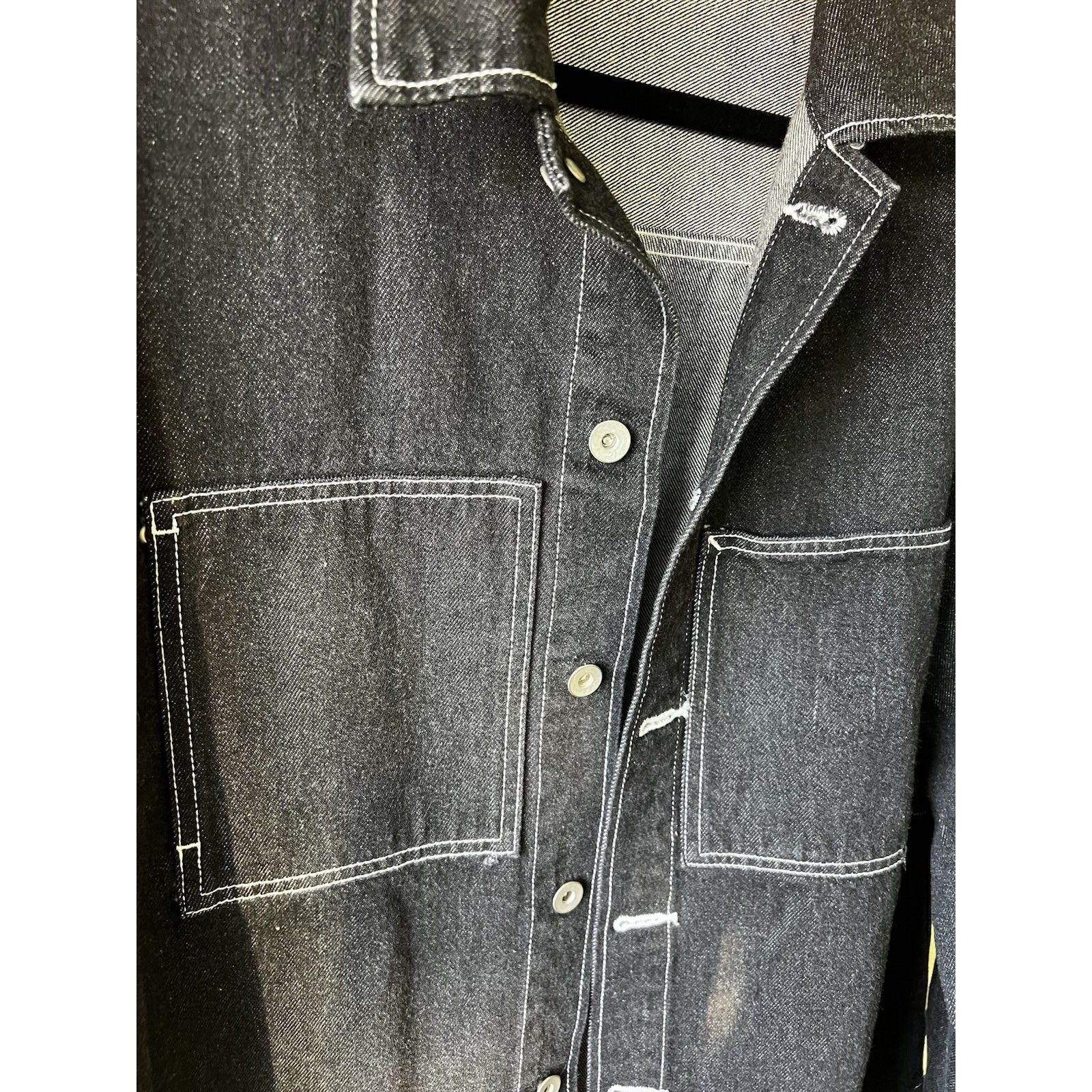 Not So Ape Washed Black Japan Indigo Men Denim Jacket Contrast Stitching Medium — image 4 of 8